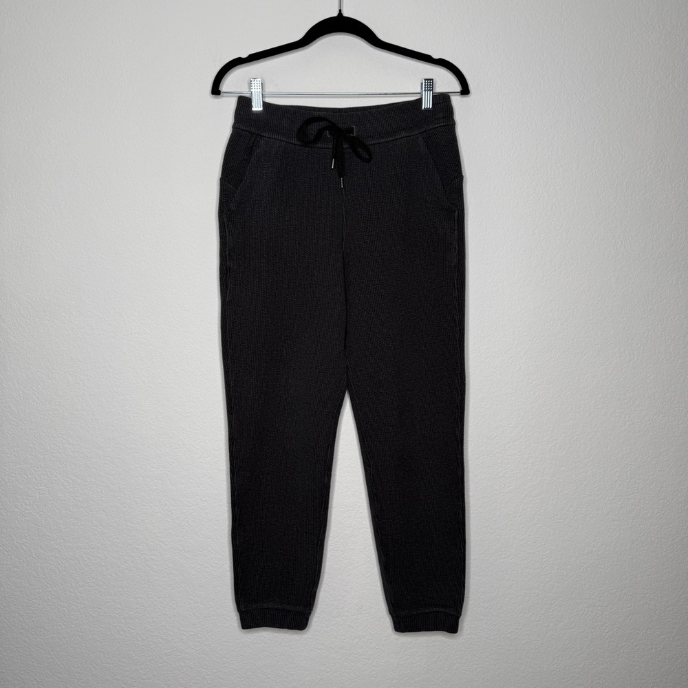 Lululemon Ribbed High Rise Joggers Gray Drawstring Pockets 25" Inseam Size 6